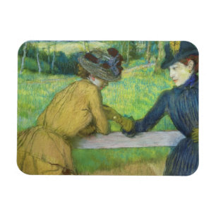 Edgar Degas Twee vrouwen die op een poort leunen Magneet