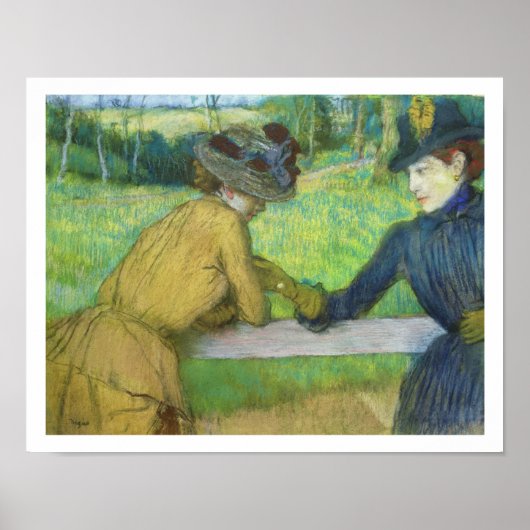 Edgar Degas | Twee vrouwen die op een poort leunen Poster (Voorkant)