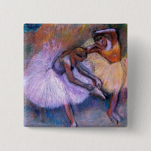 Edgar Degas - Two Dancers 1898 Ballet Pastel dans Vierkante Button 5,1 Cm (Voorkant)