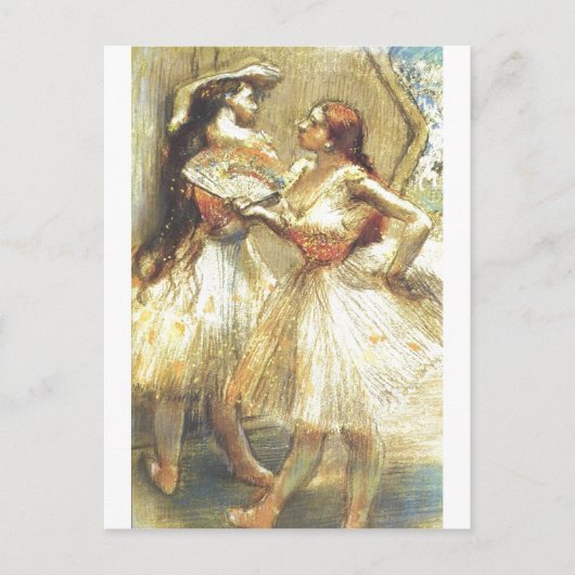 Edgar Degas Two danser Women Fan Dress Bow Tutu Briefkaart (Voorkant)