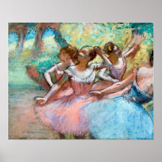 Edgar Degas - Vier Ballerinas in Stage Poster (Voorkant)