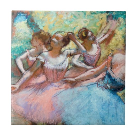 Edgar Degas - Vier Ballerinas in Stage Tegeltje (Voorkant)