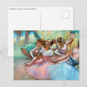 Edgar Degas - Vier ballerina's op het podium Briefkaart