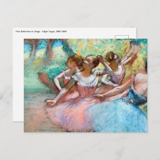 Edgar Degas - Vier ballerina's op het podium Briefkaart (Voorkant / Achterkant)