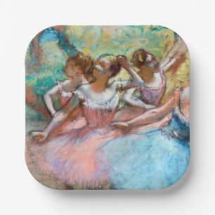 Edgar Degas - Vier ballerina's op het podium Papieren Bordje