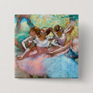 Edgar Degas - Vier ballerina's op het podium Vierkante Button 5,1 Cm