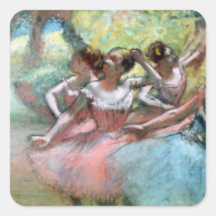 Edgar Degas Vier ballerinas op het podium Vierkante Sticker