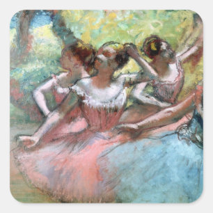 Edgar Degas Vier ballerinas op het podium Vierkante Sticker