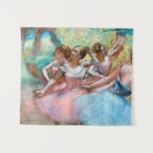 Edgar Degas - Vier ballerina's op het podium Wandkleed