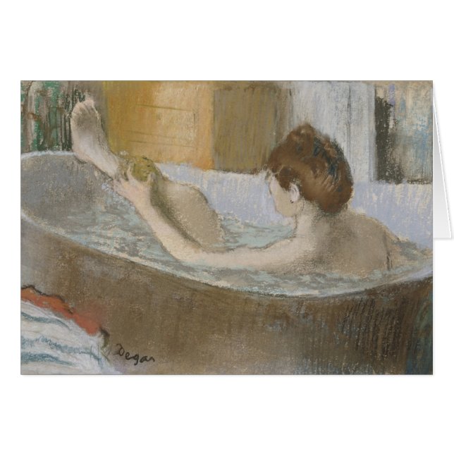 Edgar Degas | Vrouw in haar Bath, sponk haar been (Voorkant Horizontaal)