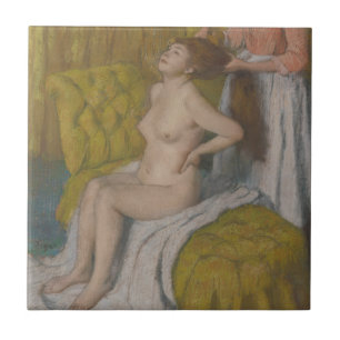 Edgar Degas  Vrouw met haar haar haar haar hand Tegeltje