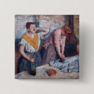 Edgar Degas - Vrouwen die strijken Vierkante Button 5,1 Cm