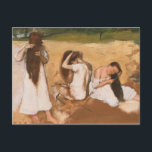 Edgar Degas - Vrouwen in hun haar haar Briefkaart<br><div class="desc">Vrouwen die hun haar bedekken door Edgar Degas, 1875-1876. Edgar Degas was een Franse kunstenaar die beroemd was om zijn schilderijen, beeldhouwwerken, prints en tekeningen. Hij wordt met name geïdentificeerd door het onderwerp van de dans; meer dan de helft van zijn werken toont dansers . Hij wordt beschouwd als een...</div>
