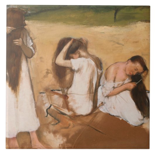 Edgar Degas - Vrouwen in hun haar haar Tegeltje (Voorkant)