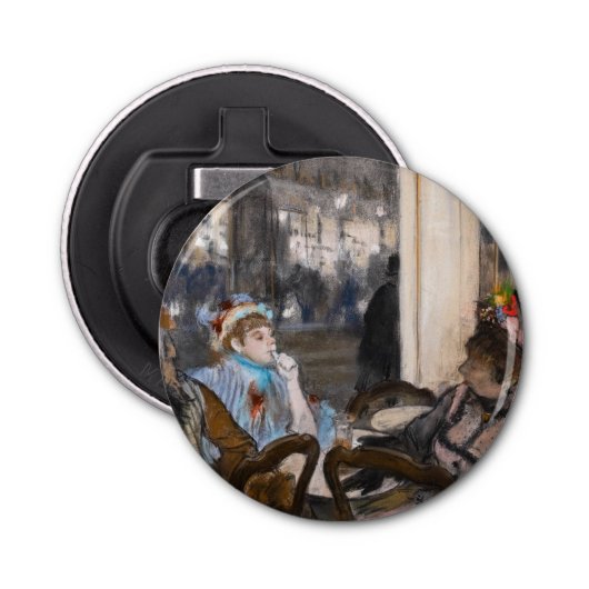 Edgar Degas - Vrouwen op een Cafe Terrace in de av Button Flesopener (Voorkant)