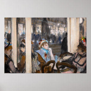Edgar Degas - Vrouwen op een Cafe Terrace in de av Poster