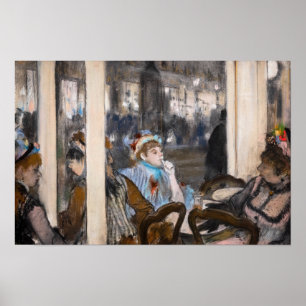 Edgar Degas - Vrouwen op een Caféterras in de Avon Poster