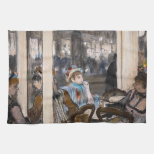 Edgar Degas - Vrouwen op een caféterras in de avon Theedoek