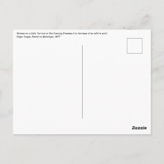 Edgar Degas - Vrouwen op een Cafeterras 's Avonds Briefkaart (Achterkant)