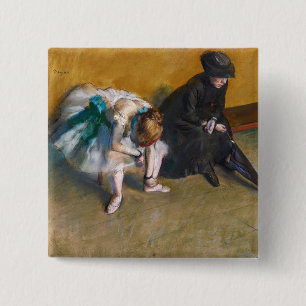 Edgar Degas - Wachten Vierkante Button 5,1 Cm
