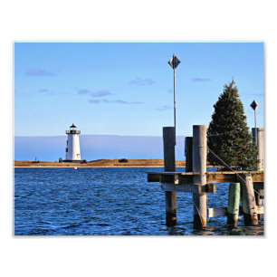 Edgartown Harbor Lighthouse, Martha's Vineyard MA Foto Afdruk