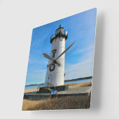 Edgartown Harbor Lighthouse, Martha's Vineyard MA Vierkante Klok (Hoek)