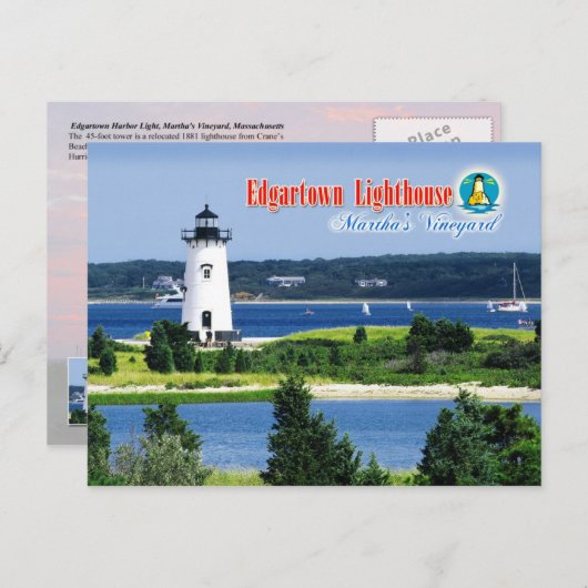 Edgartown Harbour Light, Martha's Vineyard, MA Briefkaart (Voorkant / Achterkant)