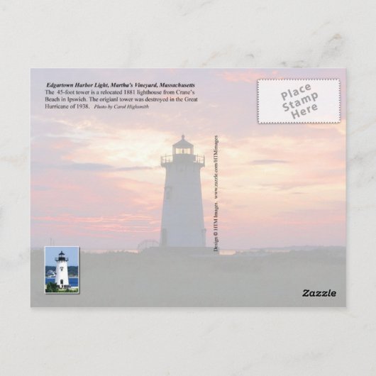 Edgartown Harbour Light, Martha's Vineyard, MA Briefkaart (Achterkant)