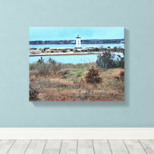 Edgartown Lighthouse, Martha's Vineyard MA Canvas Afdruk (Insitu (Houten vloer))