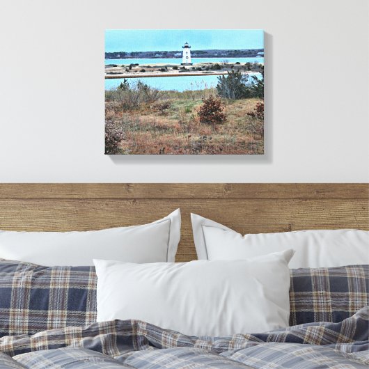 Edgartown Lighthouse, Martha's Vineyard MA Canvas Afdruk (Insitu (Slaapkamer))