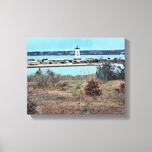 Edgartown Lighthouse, Martha's Vineyard MA Canvas Afdruk (Voorkant)