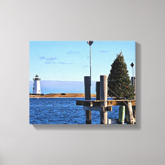 Edgartown Lighthouse, Martha's Vineyard MA Canvas Afdruk (Voorkant)