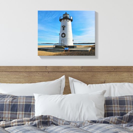 Edgartown Lighthouse, Martha's Vineyard MA Canvas Afdruk (Insitu (Slaapkamer))