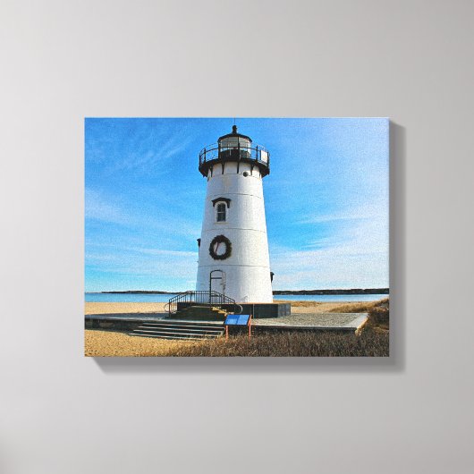 Edgartown Lighthouse, Martha's Vineyard MA Canvas Afdruk (Voorkant)