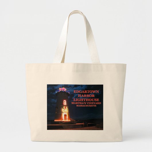 Edgartown Lighthouse, Martha's Vineyard MA Canvas Grote Tote Bag (Voorkant)