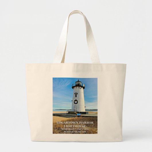 Edgartown Lighthouse, Martha's Vineyard MA Canvas Grote Tote Bag (Voorkant)