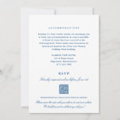 Edgartown MA All-in-One Navy Blue QR Code Wedding Kaart (Achterkant)