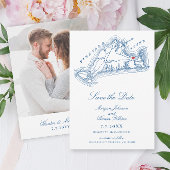 Edgartown MA Elegante Marine Blauwe Huwelijk Save The Date