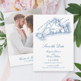 Edgartown MA Elegante Marine Blauwe Huwelijk Save The Date
