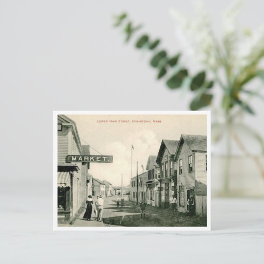 Edgartown MA Main Street Uitzicht  stijl Briefkaart (Staand voorkant)
