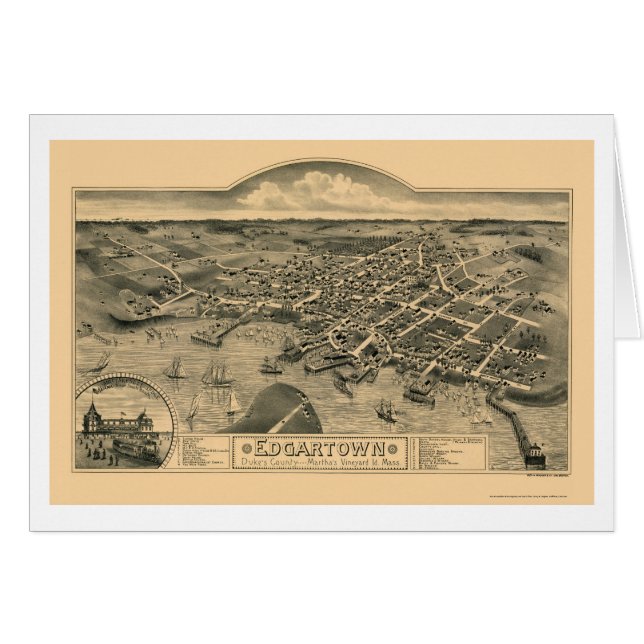 Edgartown, MA Panoramic Map - 1886 (Voorkant Horizontaal)