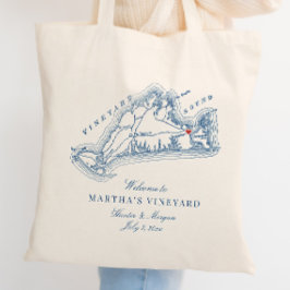 Edgartown MA Trouwfavorietje Navy Blauwe Welkom Tote Bag