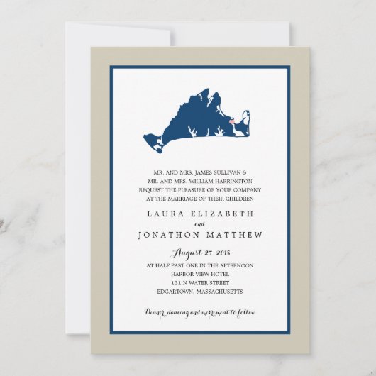 EDGARTOWN Marthas Vineyard Blue Map | Weddenschap Kaart (Voorkant)