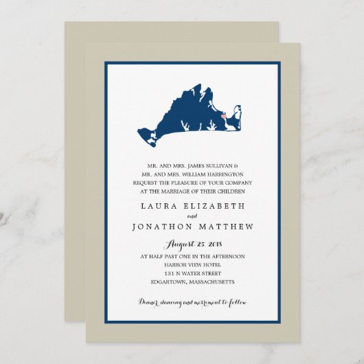 EDGARTOWN Marthas Vineyard Blue Map | Weddenschap Kaart (Voorkant / Achterkant)