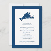 EDGARTOWN Marthas Vineyard Blue Map Wedding Invita Kaart (Voorkant)