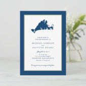 EDGARTOWN Marthas Vineyard Blue Map Wedding Invita Kaart (Staand voorkant)