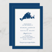 EDGARTOWN Marthas Vineyard Blue Map Wedding Invita Kaart (Voorkant / Achterkant)