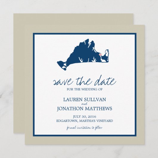 Edgartown Martha's Vineyard Wedding Save the Date (Voorkant / Achterkant)
