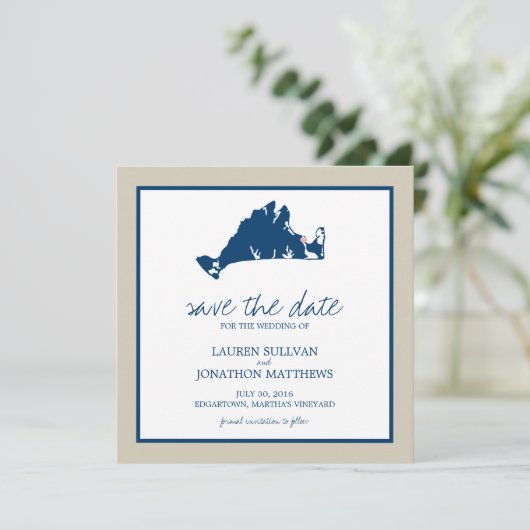 Edgartown Martha's Vineyard Wedding Save the Date (Staand voorkant)