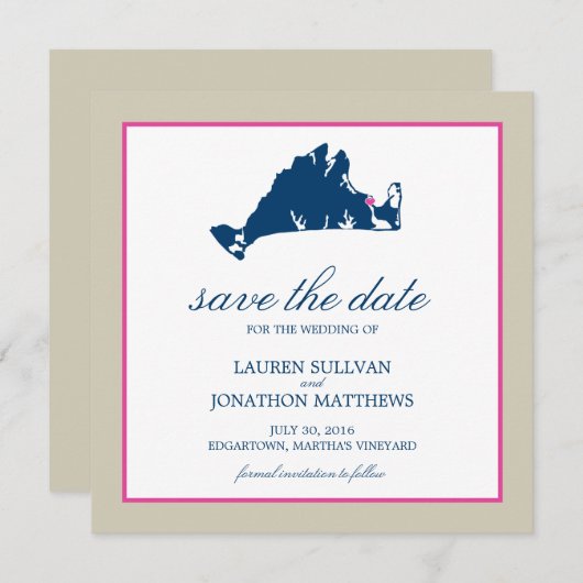 Edgartown Martha's Vineyard Wedding Save the Date (Voorkant / Achterkant)